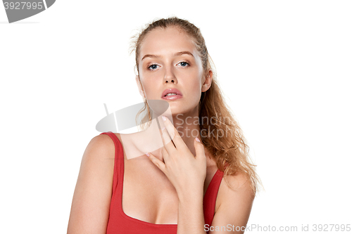 Image of Closeup portrait of beautiful blond woman