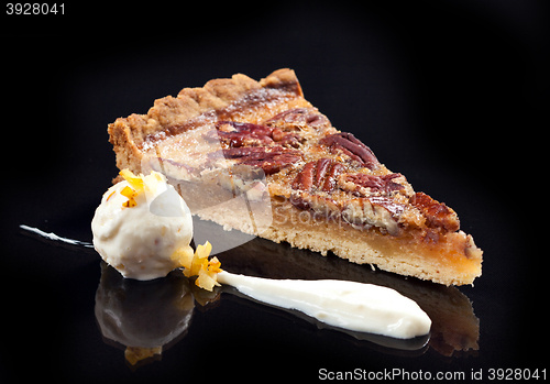 Image of pecan pie with ice cream