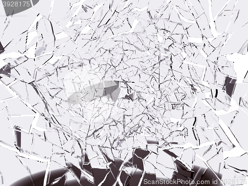 Image of Crime scene Shattered glass over white