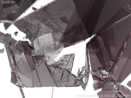 Image of Pieces of demolished or Shattered glass isolated