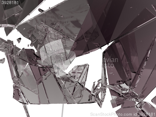 Image of Pieces of demolished or Shattered glass isolated