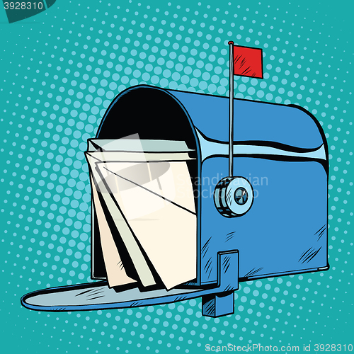 Image of Retro letter box realistic drawing