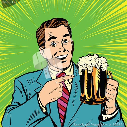 Image of Retro man with a beer pop art