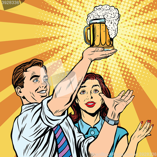 Image of Triumph beer festival bar pub man and woman