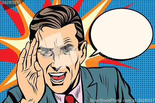 Image of Retro businessman appeal to you comic background