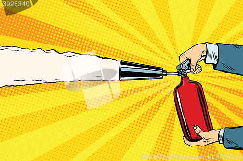 Image of Extinguish the flames with a fire extinguisher