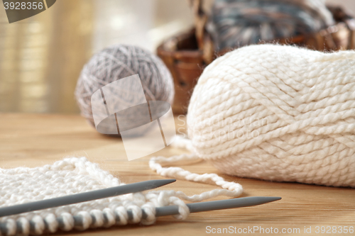 Image of knitting needles and yarn