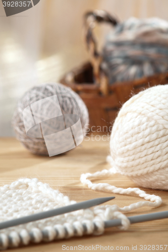 Image of knitting needles and yarn