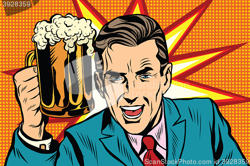Image of Emotional vintage man with beer