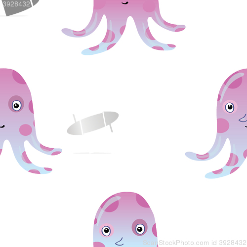 Image of Jellyfish or octopus marine seamless pattern background
