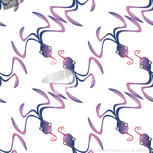 Image of Octopus character marine seamless pattern background