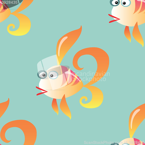 Image of Goldfish marine seamless pattern background