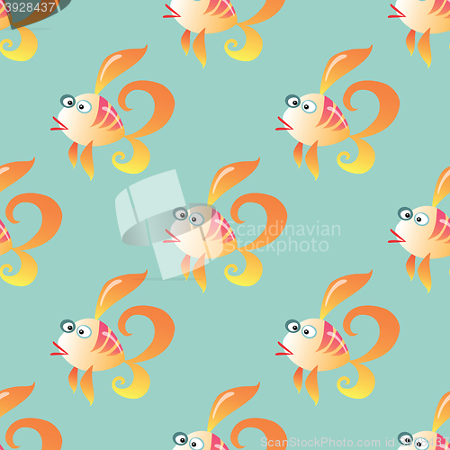 Image of Goldfish marine seamless pattern background