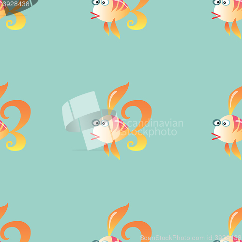 Image of Goldfish marine seamless pattern background