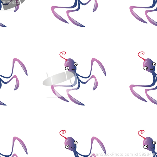 Image of Octopus character marine seamless pattern background