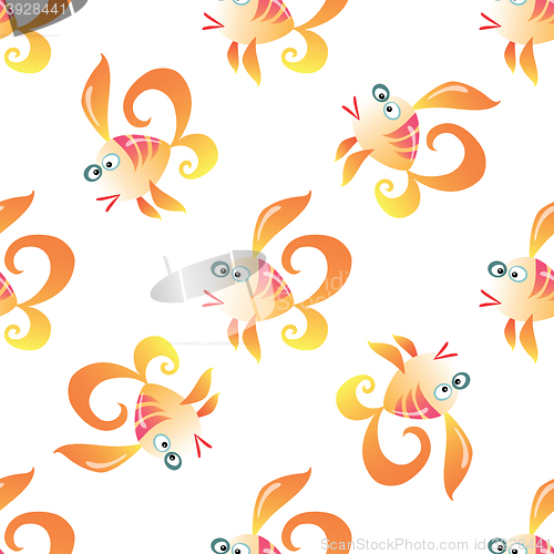 Image of Goldfish marine seamless pattern background