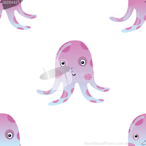 Image of Jellyfish or octopus marine seamless pattern background