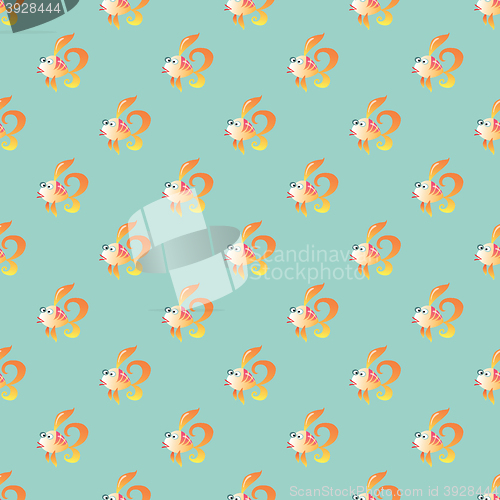 Image of Goldfish marine seamless pattern background