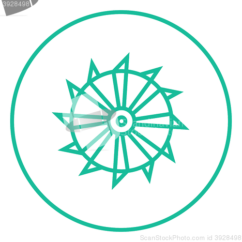 Image of Rotating cutting drum of coal machine line icon.