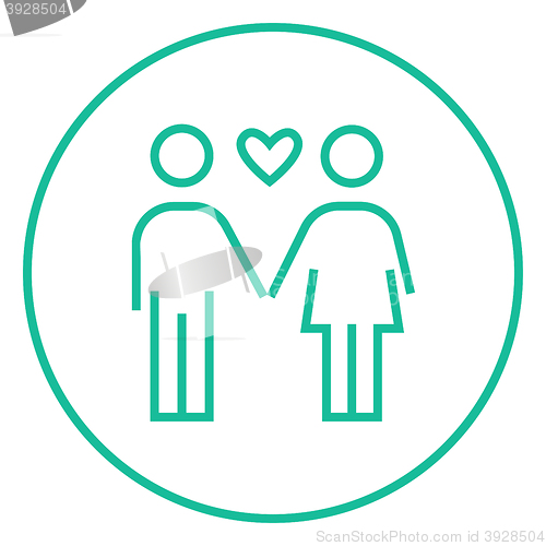 Image of Couple in love line icon.