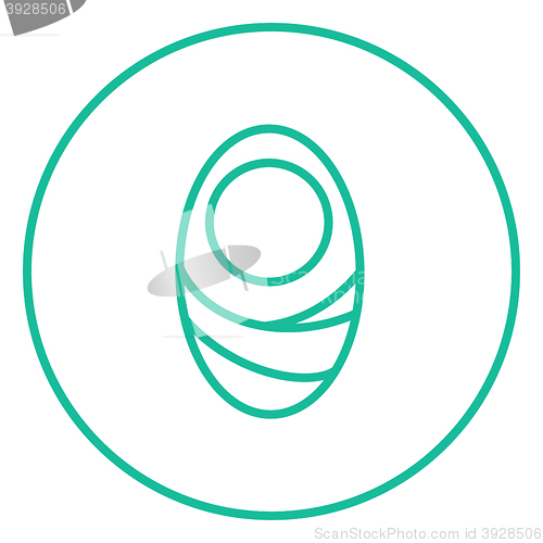 Image of Infant wrapped in swaddling clothes line icon.