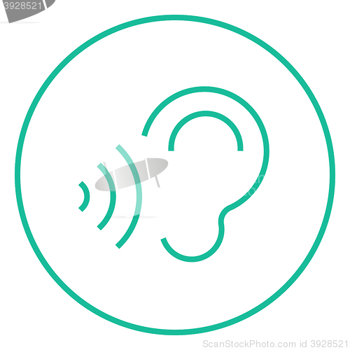 Image of Ear and sound waves line icon.