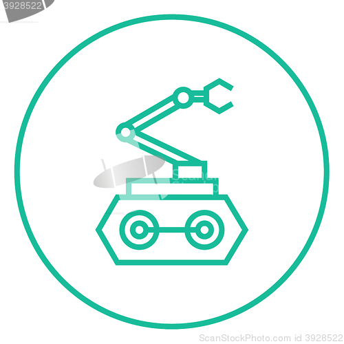 Image of Industrial mechanical robot arm line icon.