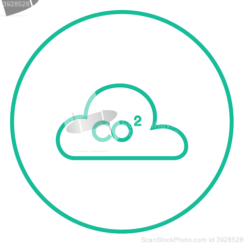 Image of CO2 sign in cloud line icon.