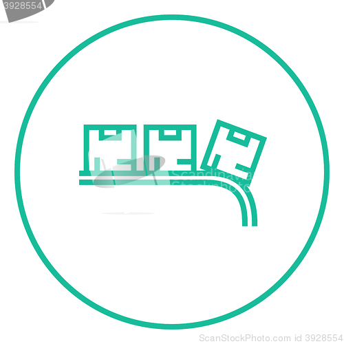 Image of Conveyor belt for parcels line icon.