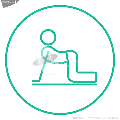 Image of Man practicing yoga line icon.