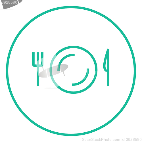 Image of Plate with cutlery line icon.