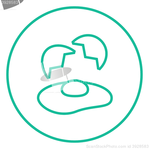 Image of Broken egg and shells line icon.