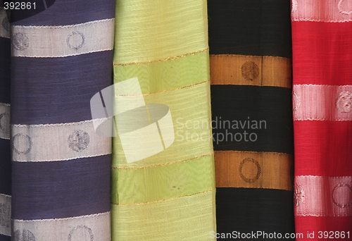 Image of Multi-colored textile in a shop