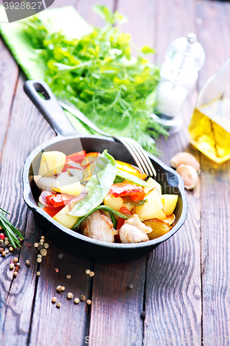 Image of fried meat with vegetables