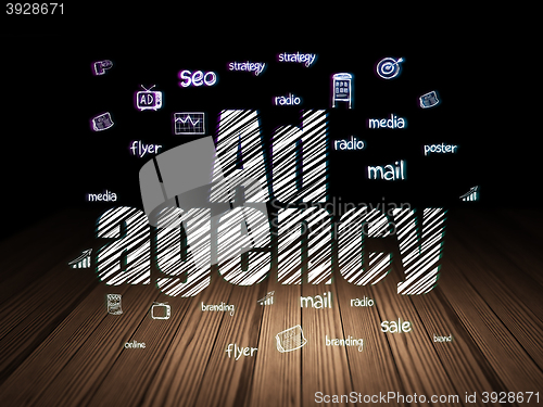 Image of Marketing concept: Ad Agency in grunge dark room