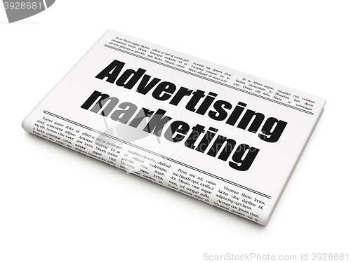 Image of Marketing concept: newspaper headline Advertising Marketing