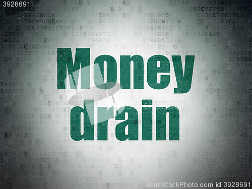 Image of Money concept: Money Drain on Digital Data Paper background