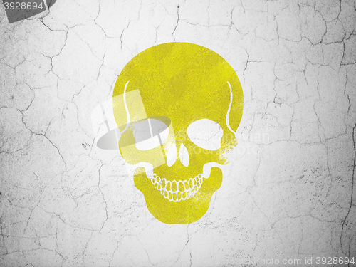 Image of Medicine concept: Scull on wall background