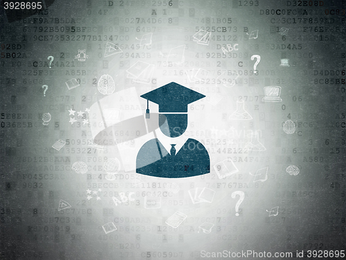 Image of Education concept: Student on Digital Data Paper background