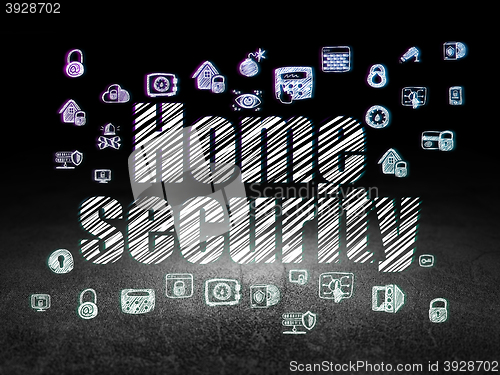 Image of Privacy concept: Home Security in grunge dark room