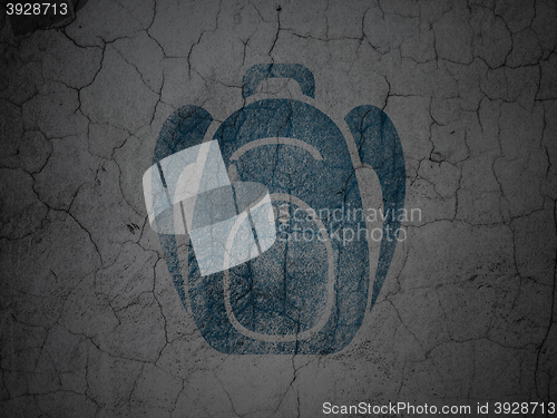 Image of Studying concept: Backpack on grunge wall background