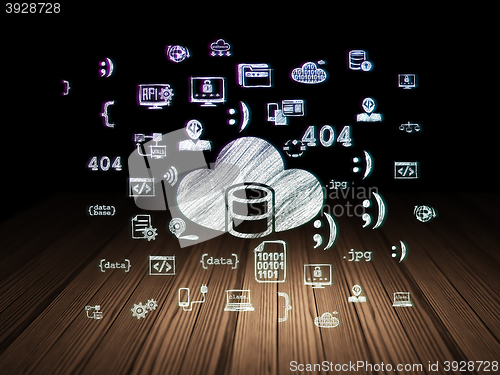 Image of Database concept: Database With Cloud in grunge dark room