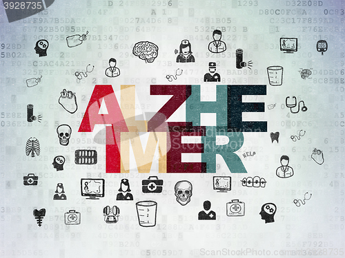 Image of Healthcare concept: Alzheimer on Digital Data Paper background