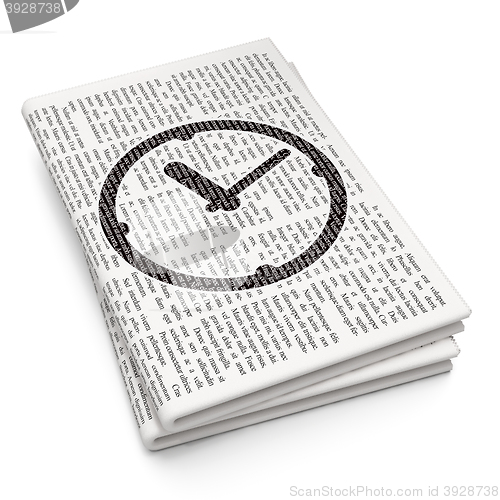 Image of Timeline concept: Clock on Newspaper background