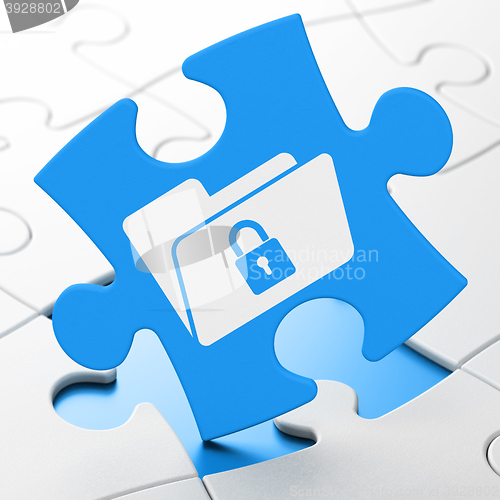 Image of Finance concept: Folder With Lock on puzzle background