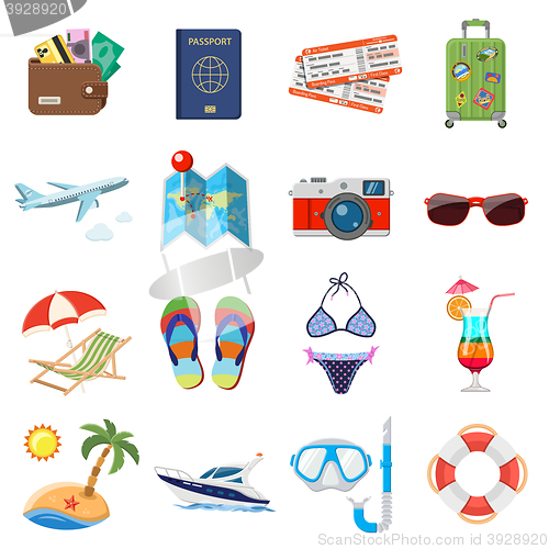 Image of Vacation and Tourism Flat Icons Set