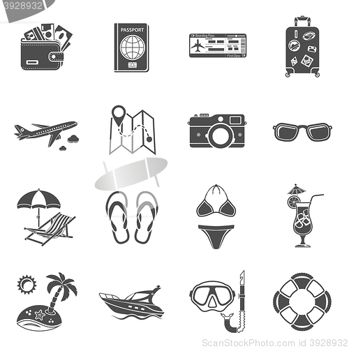 Image of Vacation and Tourism Icons Set