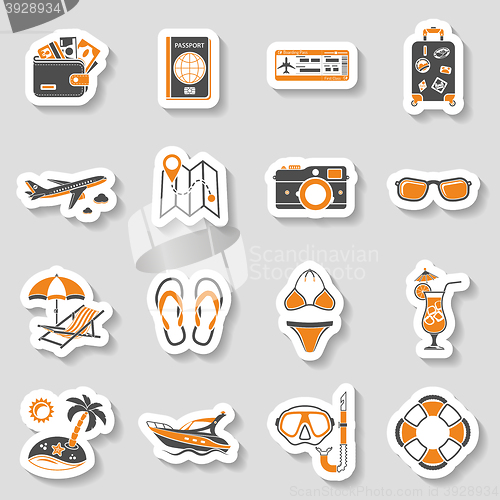 Image of Vacation and Tourism Icons Sticker Set