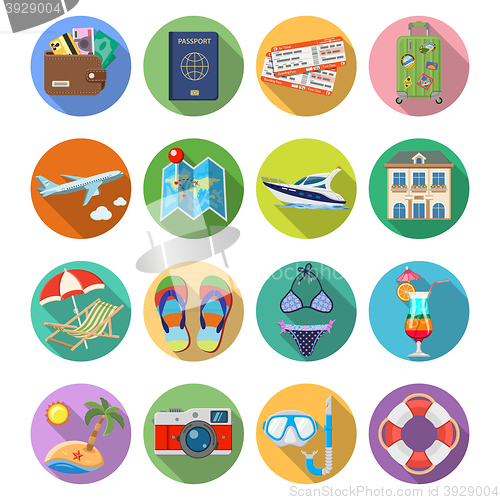 Image of Vacation and Tourism Flat Icons Set