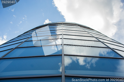 Image of window reflection dayligh as blue background